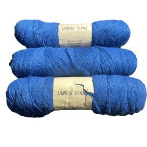 VTG LOT NEW Landau Yarns Galore Royal Blue Acrylic Machine Washable LOT Worsted